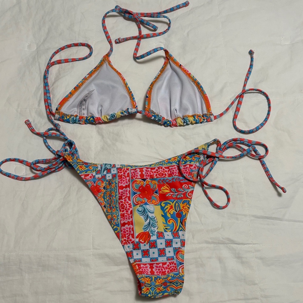 Unbranded Colorful Floral Patchwork String Bikini… - image 3